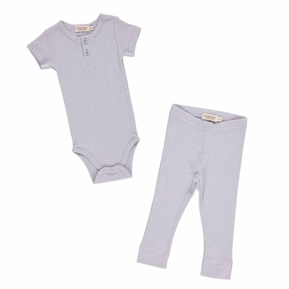 NEW MARMAR COPENHAGEN kid's short sleeve ribbed henley body set in light blue